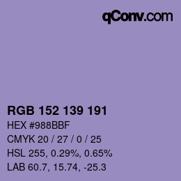 Color code: RGB 152 139 191 | qconv.com