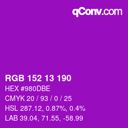 カラーコード: RGB 152 13 190 | qconv.com