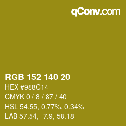カラーコード: RGB 152 140 20 | qconv.com