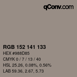 カラーコード: RGB 152 141 133 | qconv.com