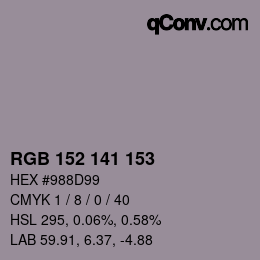 Color code: RGB 152 141 153 | qconv.com