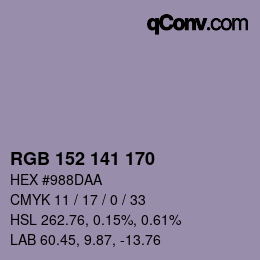 Color code: RGB 152 141 170 | qconv.com