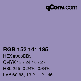 Color code: RGB 152 141 185 | qconv.com