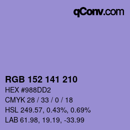 Color code: RGB 152 141 210 | qconv.com