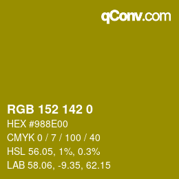 颜色代码: RGB 152 142 0 | qconv.com