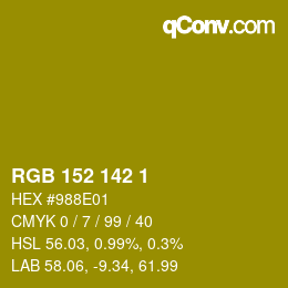 颜色代码: RGB 152 142 1 | qconv.com
