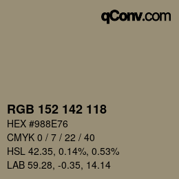 カラーコード: RGB 152 142 118 | qconv.com