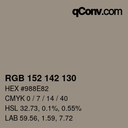 Código de color: RGB 152 142 130 | qconv.com