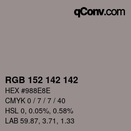 Color code: RGB 152 142 142 | qconv.com