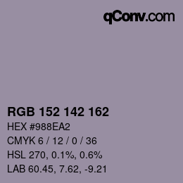 Color code: RGB 152 142 162 | qconv.com