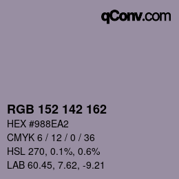 カラーコード: RGB 152 142 162 | qconv.com