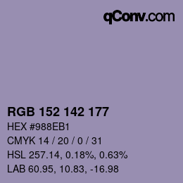カラーコード: RGB 152 142 177 | qconv.com