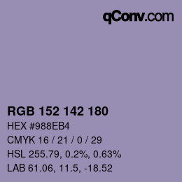 Color code: RGB 152 142 180 | qconv.com