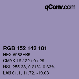 Color code: RGB 152 142 181 | qconv.com