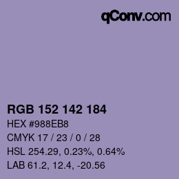 Color code: RGB 152 142 184 | qconv.com