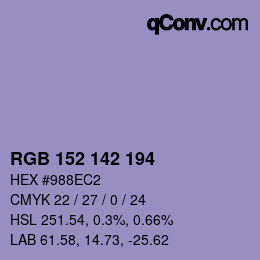 Color code: RGB 152 142 194 | qconv.com