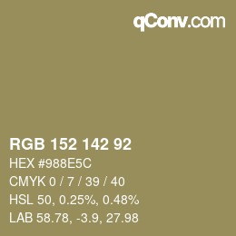 カラーコード: RGB 152 142 92 | qconv.com