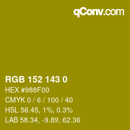 颜色代码: RGB 152 143 0 | qconv.com