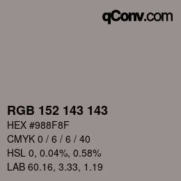 Color code: RGB 152 143 143 | qconv.com