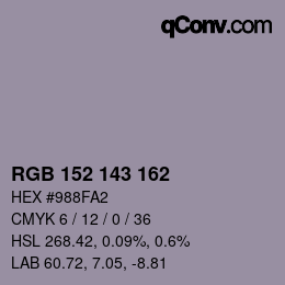 カラーコード: RGB 152 143 162 | qconv.com