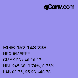 Color code: RGB 152 143 238 | qconv.com