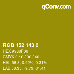 颜色代码: RGB 152 143 6 | qconv.com