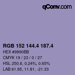カラーコード: RGB 152 144.4 187.4 | qconv.com