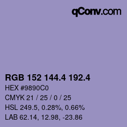 カラーコード: RGB 152 144.4 192.4 | qconv.com