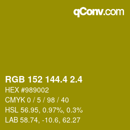 カラーコード: RGB 152 144.4 2.4 | qconv.com