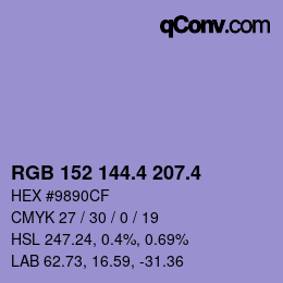 カラーコード: RGB 152 144.4 207.4 | qconv.com