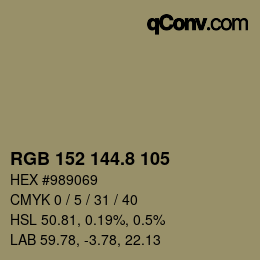 カラーコード: RGB 152 144.8 105 | qconv.com