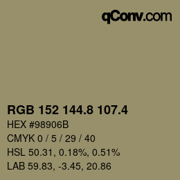 カラーコード: RGB 152 144.8 107.4 | qconv.com