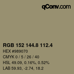 カラーコード: RGB 152 144.8 112.4 | qconv.com