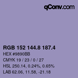 カラーコード: RGB 152 144.8 187.4 | qconv.com