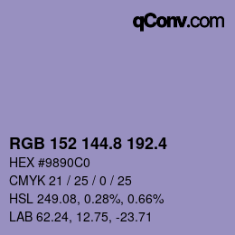カラーコード: RGB 152 144.8 192.4 | qconv.com