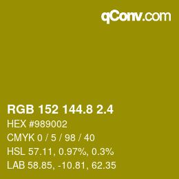 カラーコード: RGB 152 144.8 2.4 | qconv.com