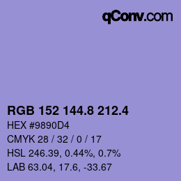 カラーコード: RGB 152 144.8 212.4 | qconv.com