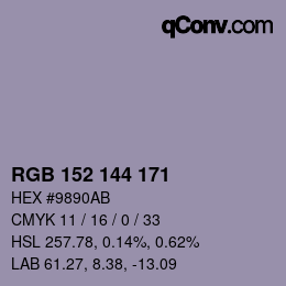 Color code: RGB 152 144 171 | qconv.com