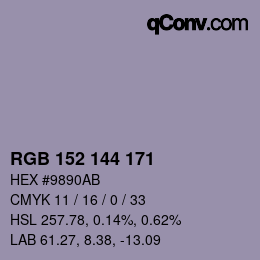 Color code: RGB 152 144 171 | qconv.com