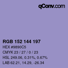 Color code: RGB 152 144 197 | qconv.com