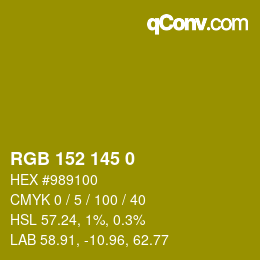 Color code: RGB 152 145 0 | qconv.com