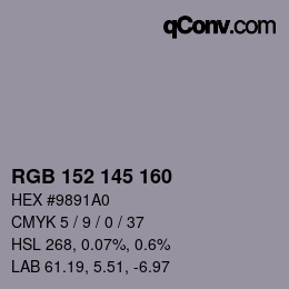 Color code: RGB 152 145 160 | qconv.com