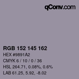 カラーコード: RGB 152 145 162 | qconv.com