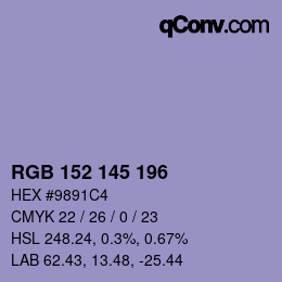 Color code: RGB 152 145 196 | qconv.com