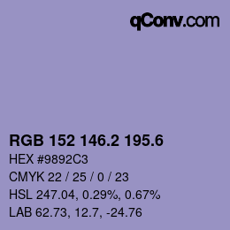 カラーコード: RGB 152 146.2 195.6 | qconv.com