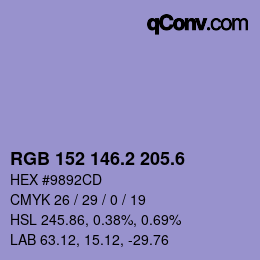 カラーコード: RGB 152 146.2 205.6 | qconv.com