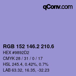 カラーコード: RGB 152 146.2 210.6 | qconv.com