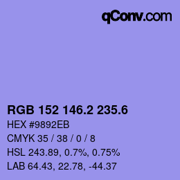 カラーコード: RGB 152 146.2 235.6 | qconv.com
