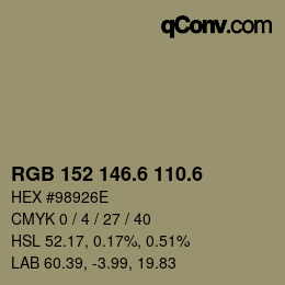 カラーコード: RGB 152 146.6 110.6 | qconv.com
