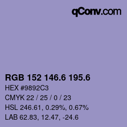 カラーコード: RGB 152 146.6 195.6 | qconv.com